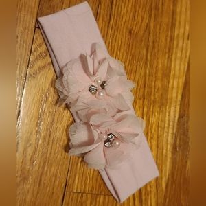 10 for $16 - Infant Girls Flower Headband with  Pink Faux Pearls